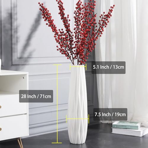 White Floor Vase, Ceramic 28" Tall Ribbed Decorative Flower Vases Large - size: 28 Inch Tall