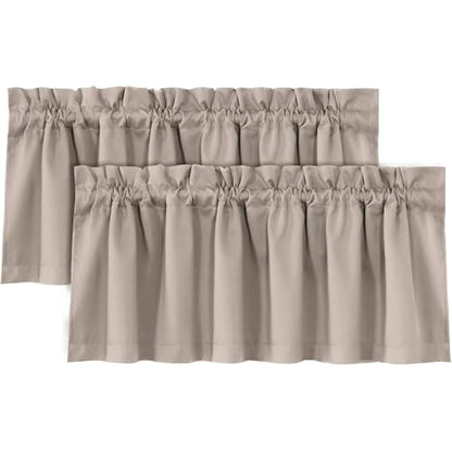 H.VERSAILTEX 100% Blackout Valances for Windows,Living Room Bedroom Bathroom Farmhouse Style Rustic Dinning Room Blackout Thermal Insulated Rod Pocket, W52 x L18 Inch Length, Natural Sand, 2 Panel - color: Natural Sand