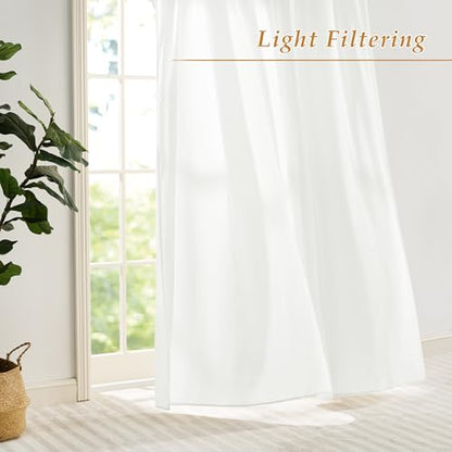 RYB HOME Non See Through White Sheer Curtains 72 inches Long - color: White, size: 52"W x 72"L (Pack of 2)