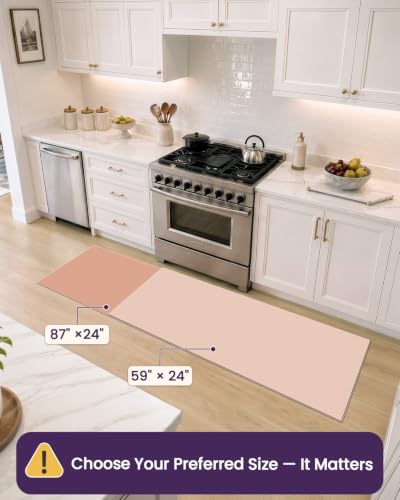 DEXI Kitchen Floor Mats Cushioned Anti Fatigue Runner Rug, 24x87 Orange - color: Orange/White, size: 87"L x 24"W x 0.4"Th