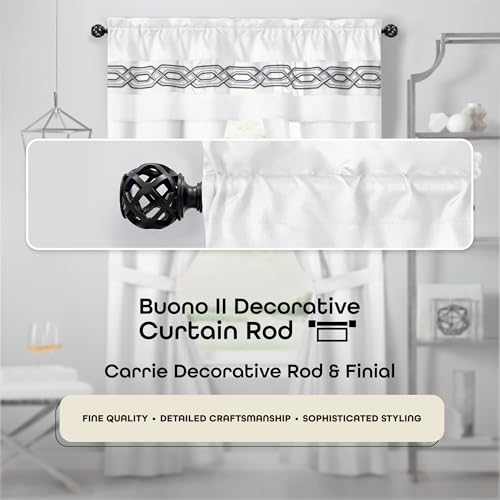 Buono II Carrie Rod & Finial 66-120 in, for Windows, Finials - size: 66-120, style: Carrie