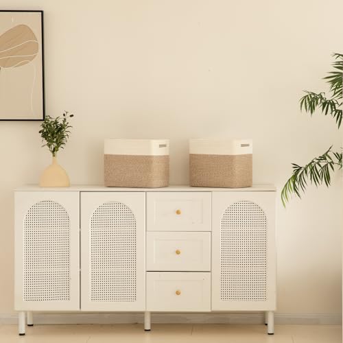 OIAHOMY 2 PACK Tall Storage baskets 30L Blanket Basket Living Room Brown - color: Brown, size: 15" x 9.8" x 11.8"