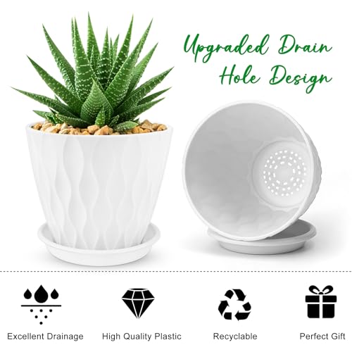 YNNICO 6 inch 6 Pack Plant Pots for Indoor Tray Saucers,White - color: White, size: 6 inch-6 pack