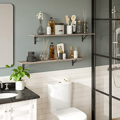DINZI LVJ Long Wall Shelves, 39.4 Inch Wall Mounted Shelves with Brackets - color: Greige, size: 39.4 Inch
