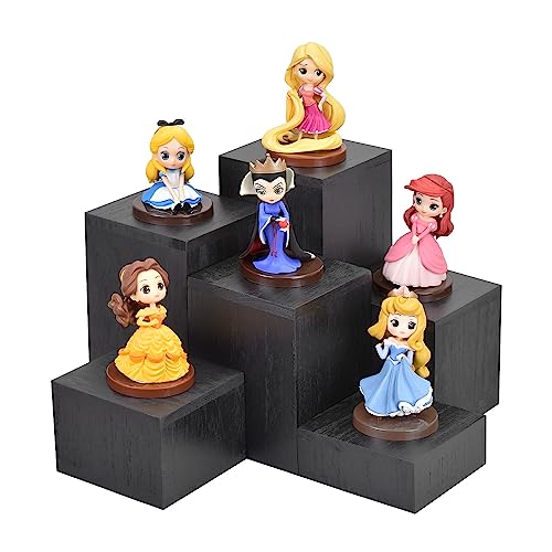 MOOCA 6-Piece Wooden Square Display Risers for Jewelry & Accessories - color: Black