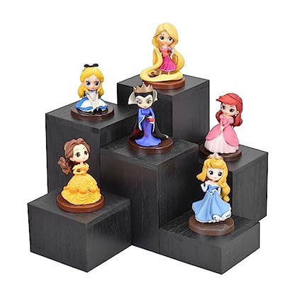 MOOCA 6-Piece Wooden Square Display Risers for Jewelry & Accessories - color: Black