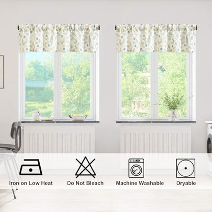 VOGOL Birds Print Curtain Valance, Rod Pocket, 52 x 14, 1 Panel, Beige - color: Birds, size: 52"W x 14"L (Pack of 1)