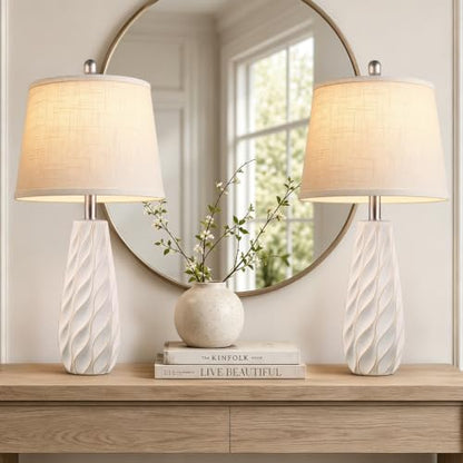 27" Ceramic Table Lamps Set of 2 Coastal Lamps, Modern White Lamps - color: White