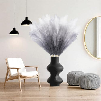 8 Pcs 35.4" Black Gradient Faux Pampas Grass, Tall Pampas Grass Vase Filler - color: Black, size: 35.4inch-8Pcs