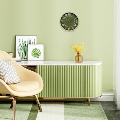 HZDHCLH 12 Inch Modern Wall Clock Battery Operated Silent Non Ticking - color: Green and Gold, size: 12 Inch