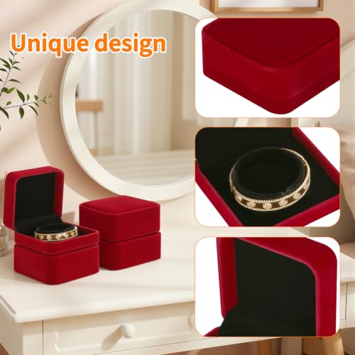 KUKUVR 4 Pcs Velvet Bracelet Gift Box, Jewelry Storage Holder Case for Bangle Anklet beaded bracelet Birthday Anniversary, Gift for Women (Red) - color: Red
