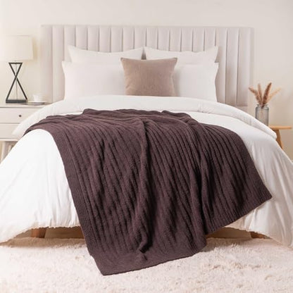 Battilo Brown Throw Blanket for Couch, Soft Chenille Throw Blanket, 50"x60" - color: Brown, size: 50"x60"
