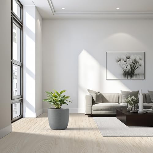 Kante Accent Round Curved Pale Gray Concrete Planter 13.3" Dia, Outdoor - color: Natural Concrete, size: 13.4"d