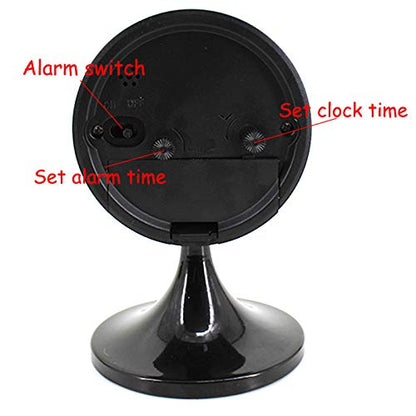 3" Round Quartz Analog Metal Alarm Clock Silent Non Ticking Desk Clock - color: White