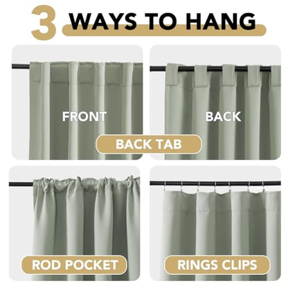 H.VERSAILTEX Blackout Curtains Thermal Insulated Window Treatment Panels Room Darkening Blackout Drapes for Living Room Back Tab/Rod Pocket Bedroom Draperies, 52 x 84 Inch, Light Sage, 2 Panels - color: Light Sage, size: 52"W x 84"L (Pack of 2)