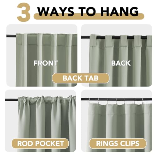 H.VERSAILTEX Blackout Curtains Thermal Insulated Window Treatment Panels Room Darkening Blackout Drapes for Living Room Back Tab/Rod Pocket Bedroom Draperies, 52 x 63 Inch, Light Sage, 2 Panels - color: Light Sage, size: 52"W x 63"L (Pack of 2)