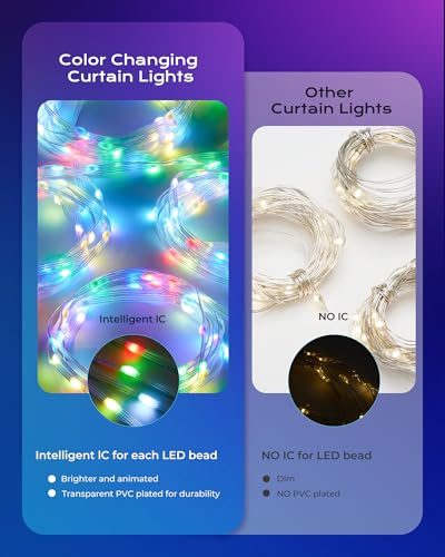 Brightown 400 LED RGB Smart Curtain Fairy Lights with Remote, 6.6x6.6ft - size: 400 LED - Remote Control