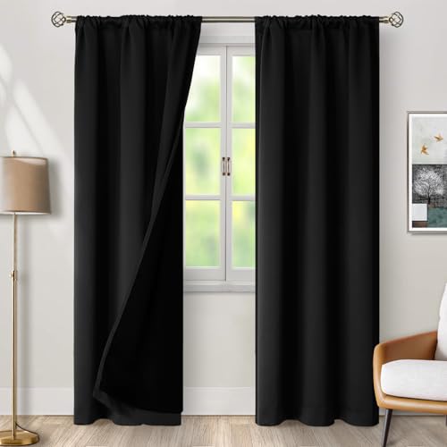 BGment Black 100% Blackout Curtains for Living Room, 2 Panels, 38 x 84 Inch - color: Black, size: 38"W x 84"L (Pack of 2)