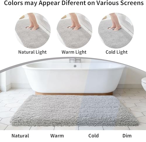Disolla Gray Bathroom Runner Rug 24x59, Non-Slip Soft Plush Large Bath Mat - color: Grey, size: 2' x 4'11" (24''x59'' Bathroom Rug)