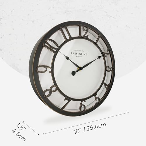 Presentime 10" Farmhouse Series Wall Clock - color: Oil Rubbed Bronze / Antique White, size: 10 inch