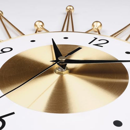 Lafocuse 23 inch Metal Large Gold Starburst Wall Clock Mid Century Art Deco