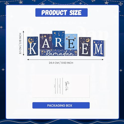 Smile Ramadan Wooden Decorations Kareem, Islamic Ramadan Tiered Tray Decor for Muslim Party Tabletop Decor Home - style: Ramadan