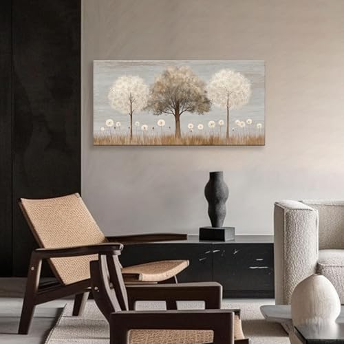 Grey Dandelion Wall Art Prints 20"x40" Tree Of Life Wall Art For Bedroom - color: IU1A, size: 40"L x 20"W