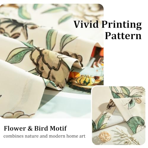 Leeva Linen Textured Bird & Floral Window Valance, 60 x 18, 1 Panel, Beige - color: M9, size: 60"W x 18"L (Pack of 1)