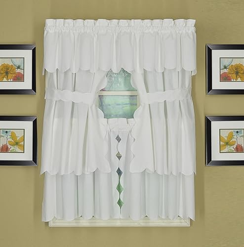 Today's Curtain, Orleans Scallop Curtain, White Valance, 60" W x 12" L, White - color: White, size: 60"W x 12"L (Pack of 1)