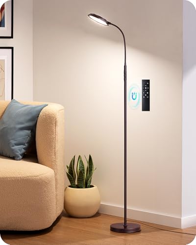 EDISHINE Modern LED Floor Lamp 1300LM Floor Lamps for Living Room Brown - color: Brown