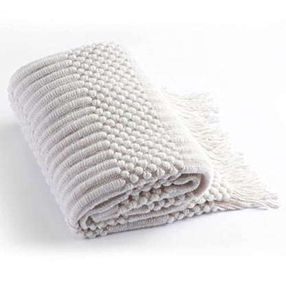 Blagic Soft Knitted Throw Blanket for Couch and Bed,White,50"x60" - color: F-white, size: 50 × 60 in