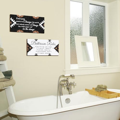 Jetec 2 Pcs Funny Bathroom Signs Wall Decor Farmhouse,Boho Style - style: Boho Style