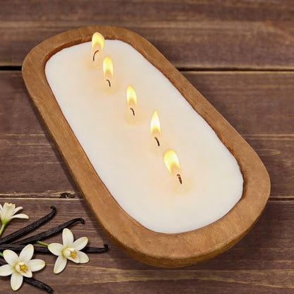 Aromatherapy Candle, SEVEYEE Vanilla Candle 5wicks 16oz, Large Wooden Bowl Candles for Women,Girl Birthday Gift,12inch - size: 12 inch Bowl Vanilla