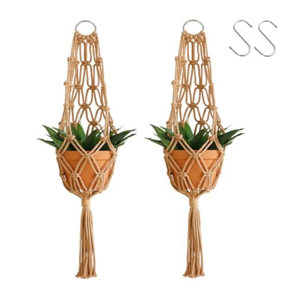 Artilady Hanging Planter for Indoor Plants, Macrame Plant Hanger Holder - color: Latte Brown