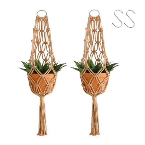 Artilady Hanging Planter for Indoor Plants, Macrame Plant Hanger Holder - color: Latte Brown