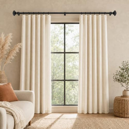 1 Pack Boho Rustic Adjustable Wood Curtain Rod 32-88 Inch, Black - color: Black, size: 32'' - 88'' (1 Pack)
