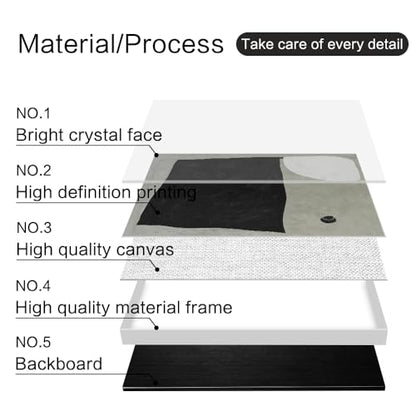 QKF 3Pcs Black Gray Abstract Textured Crystal Framed Canvas Wall Art Set - color: Black, White, Gray, Light Green, size: 16" X 24" X 3 pieces