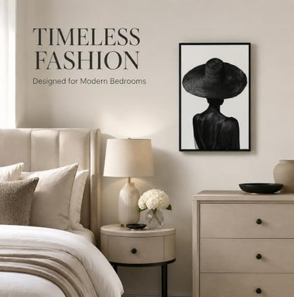 Licravoic Framed Fashion Black Woman Canvas Wall Art 12x16 Inch - color: Back view, size: 16"L x 12"W