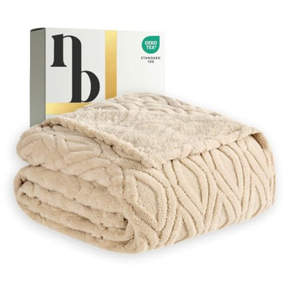 The Seacliff Blanket 50x60 Throw, Sand Brown – Lightweight Soft Fleece Throw Blanket for Couch, Breathable All Season, Coastal Wave Texture - color: Sand Brown, size: Throw 50x60