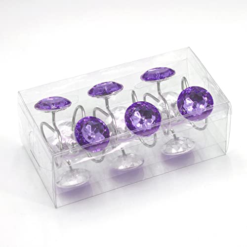 Crystal Diamond Round Shower Curtain Hooks Rings for Bathroom,Purple,12PCS - color: Purple
