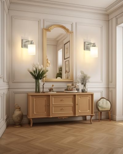 Wireless Battery Operated Wall Sconce Set of Two, Modern White Glass Nickel | Dimmable, Easy Install Rechargeable Wall Lights with Timer Remote for Living Room Bedroom, Emergency 3000K - color: Nickel(White Lampshades)