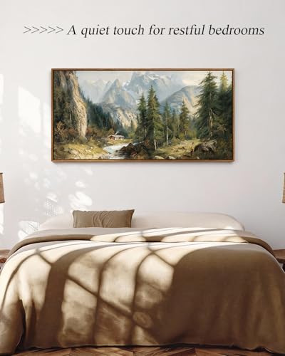 ARPEOTCY Rustic Landscape Wall Art, Rustic Nature Mountain Prints 20×40 in - color: Alpine Cabin Mountain, size: 40"L x 20"W