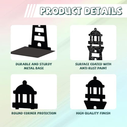 Peacoblue 5.3"x4.3"x7.9" Metal Bookends, Heavy Duty Book Ends for Shelves - style: Lighthouse