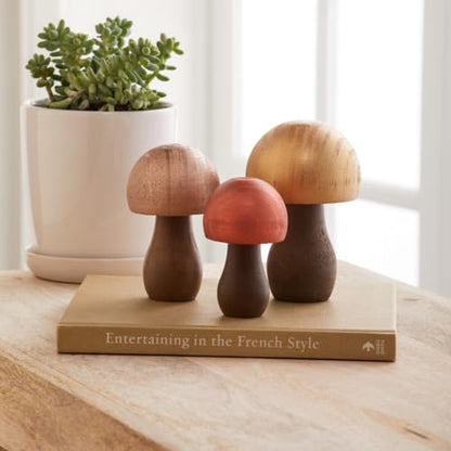 Your Heart's Content Set of 3 Metallic Wood Mushrooms (Metallic Paint 3) - color: Metallic 3