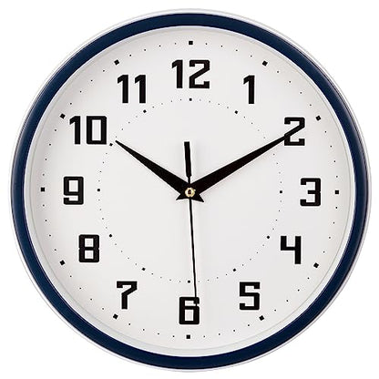 Topkey Silent Round Wall Clock Kitchen 9 Inch Modern Style Non-Ticking Decorative Bedroom Office Study Room Kitchen Wall Clock-Blue - color: Blue