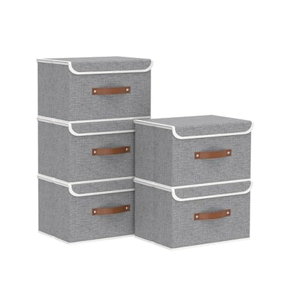Yawinhe Collapsible Storage Boxes,Grey,10.2x7.9x6.7in,5-Pack - color: Grey, size: S/(5 Pack)