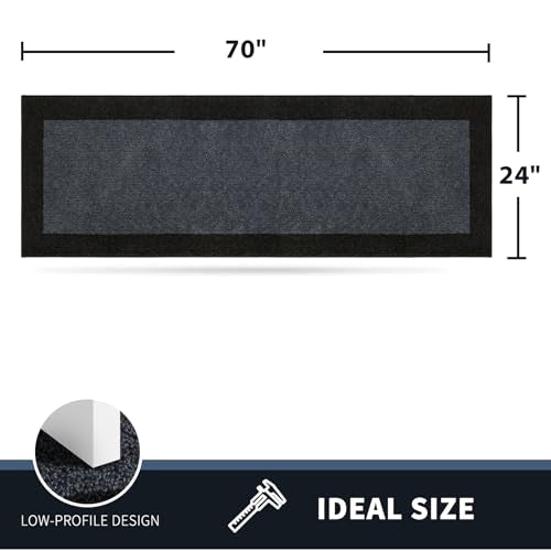 PURRUGS Hallway Runner Rug, 24" x 70", Bluish Grey & Charcoal - color: Bluish Grey & Charcoal, size: 24" X 70"