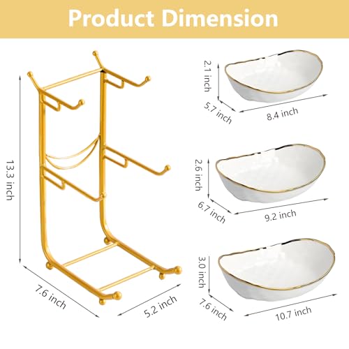 Gets 3 Tier Fruit Bowl Ceramic Metal Stand Tiered Serving Tray White - color: White