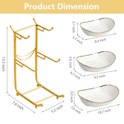 Gets 3 Tier Fruit Bowl Ceramic Metal Stand Tiered Serving Tray White - color: White