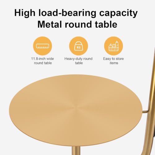 Gold Brass Brushed Floor Lamps with Side Table, Dimmable Light - color: Gold